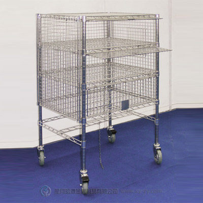 防静电不锈钢围网手推车（带滑轨）